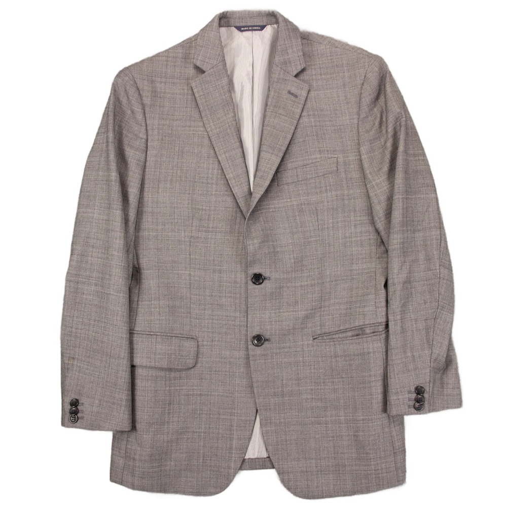 Banana Republic Mens 38R Tailored Fit Gray Plaid Wool Blazer Jacket Sport Coat